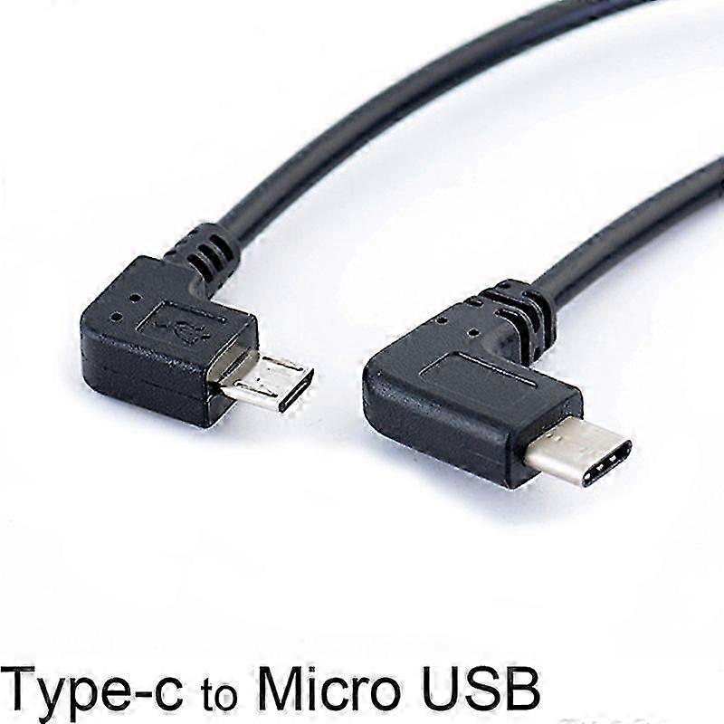 Left Angle 90 Degree Micro USB to Type-c Cable Converter OTG Adapter Data Cord