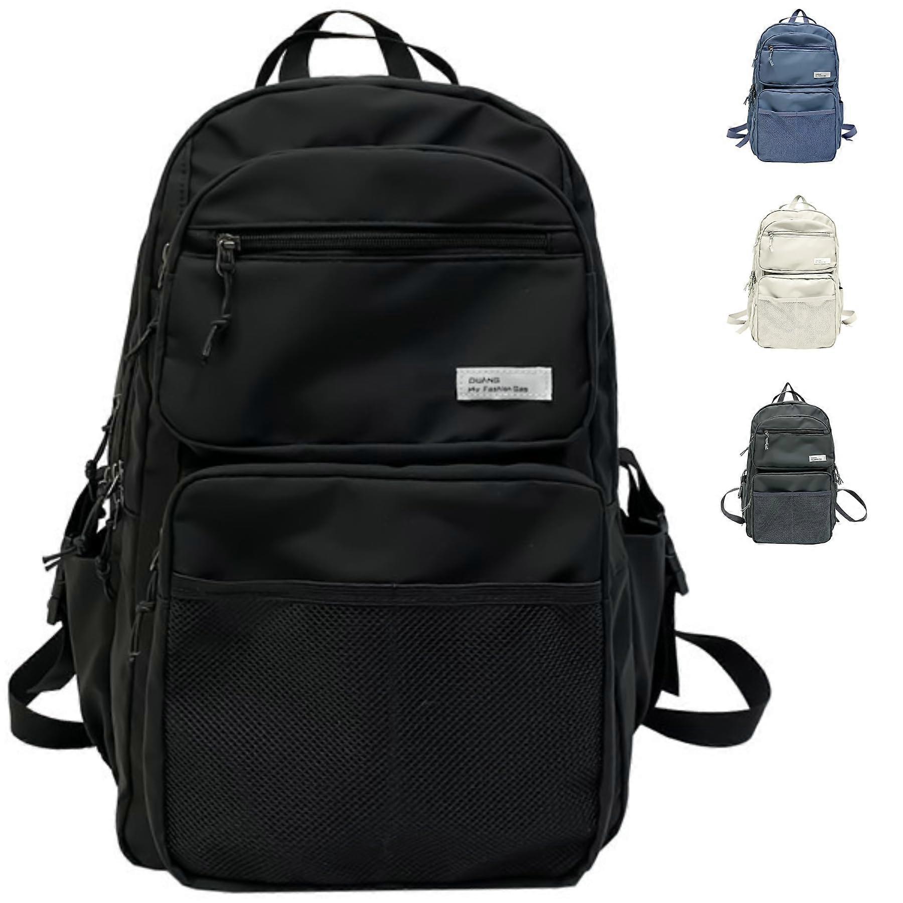 Travel Backpack Large Capacity Aesthetic Cute Retro Casual Hiking Daypack for Laptops and Daily Use in Black