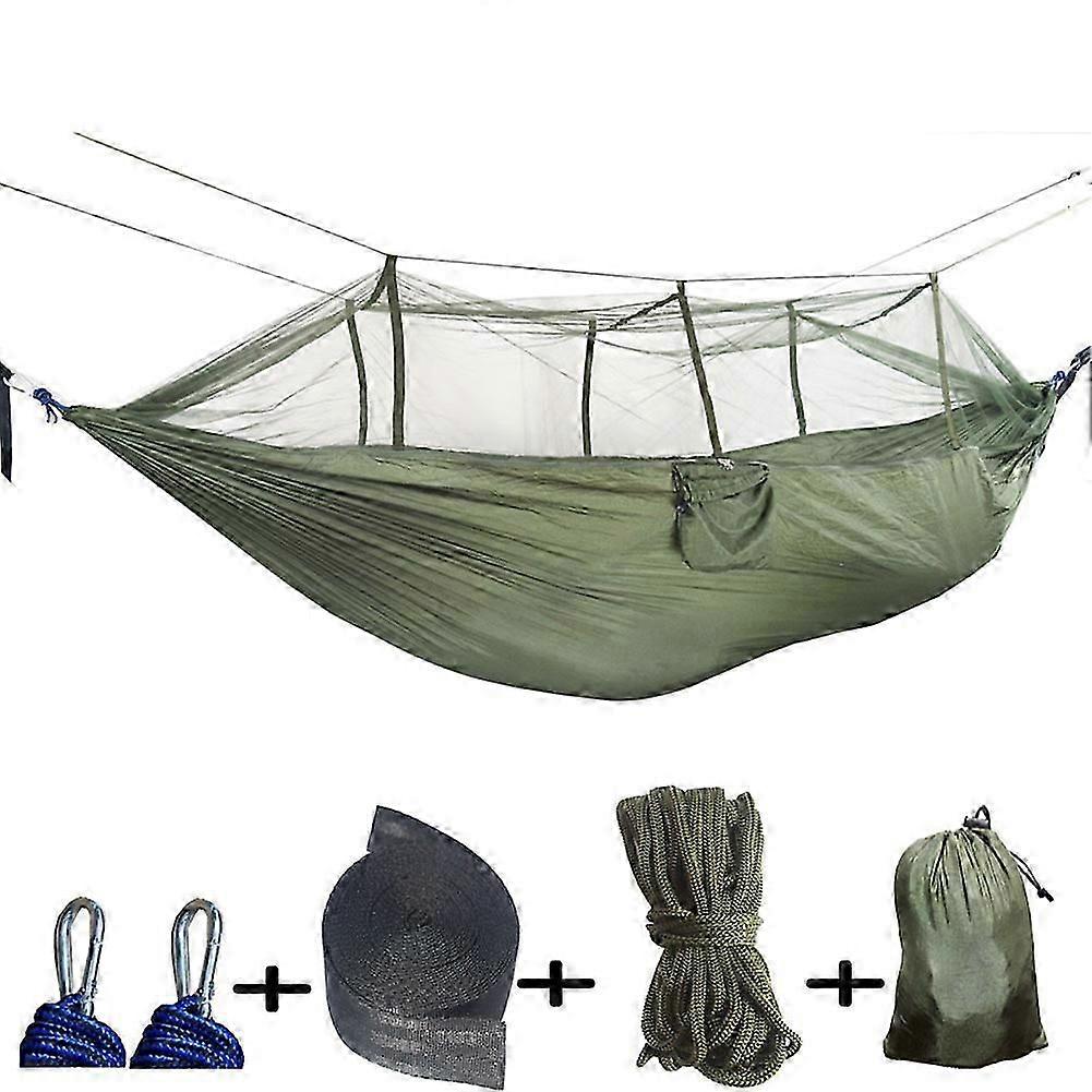 Portable Double Swing Hammock Nylon Bed with Mosquito Net for Camping\nHiking