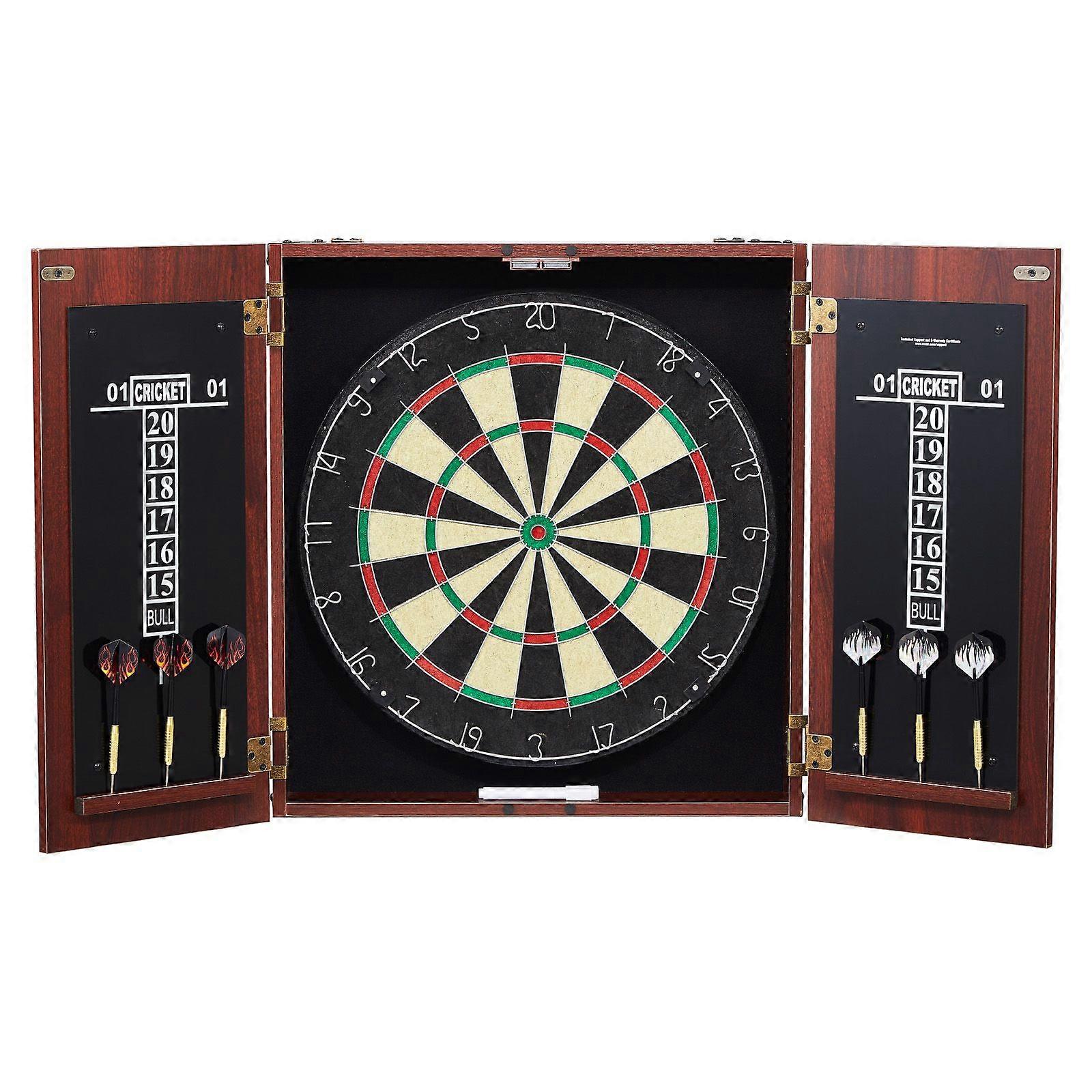 Dartboard and Cabinet Set, Official Size Dartboard Cabinet, Steel Tip Dart Hideaway Cabinet, Complete with All Accessories