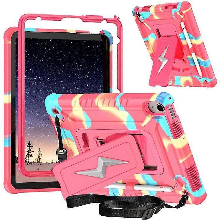 For iPad (2025)/ 10.9 (2022) Case Kickstand PC + Silicone Tablet Cover with Shoulder Strap