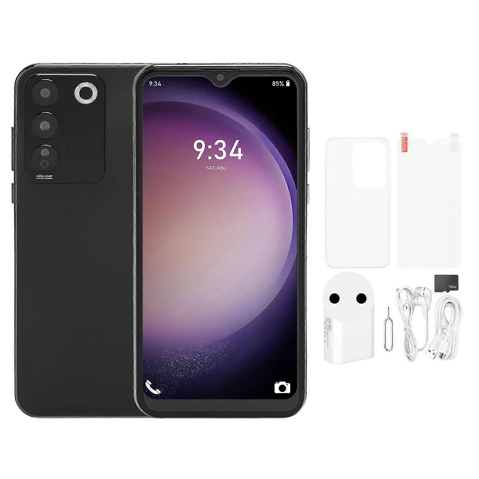 S16 PRO 3G Smartphone 4GB 64GB 5MP 13MP Dual Camera 6.5 Inch Unlocked Cell Phone Supporting Wireless WiFi Bluetooth 100‑240V Black EU Plug