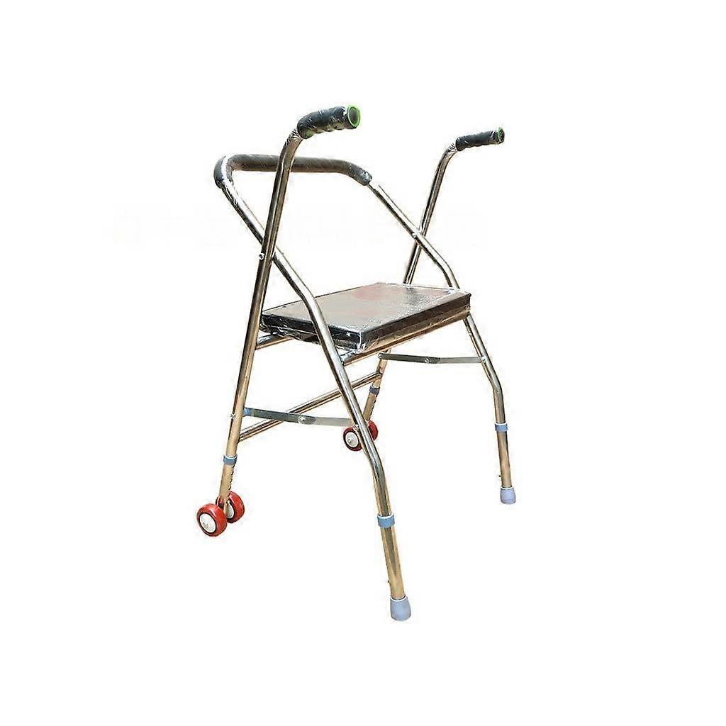Rullestol Walkers 2 Hjul Mobility Walker, stål rustfritt med sete, solid for voksne