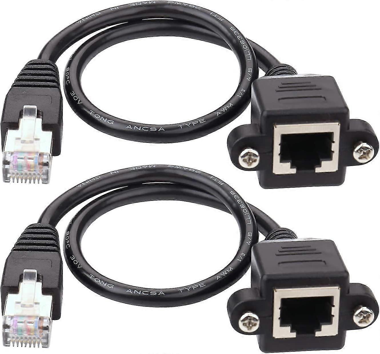 Extensor Ethernet RJ45 Macho para Fêmea Parafuso Cabo de Extensão de Rede 1ft/30cm 2pcs (Santanxing)