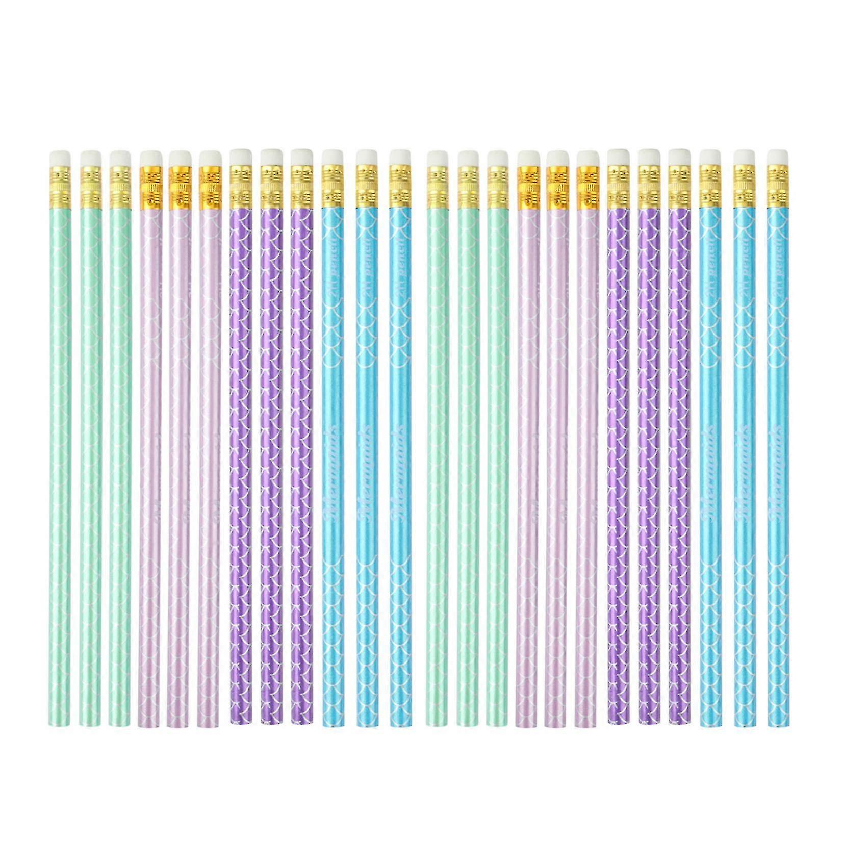 High-Quality Writing Utensils Set with 24 Pieces of Printed Mermaid Designs
