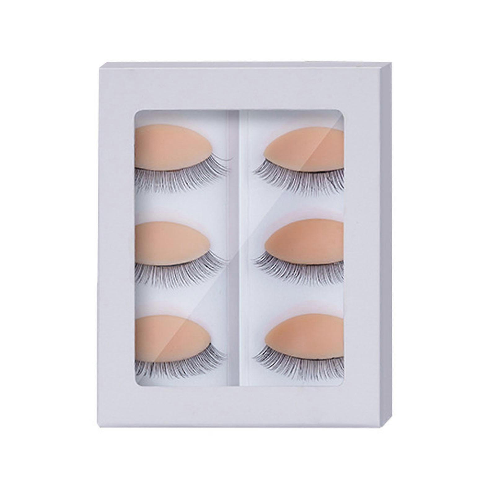 3 Pairs Replaced Eyelids Silicone Double Eyelashes Replacement Eyelids for Mannequin Head