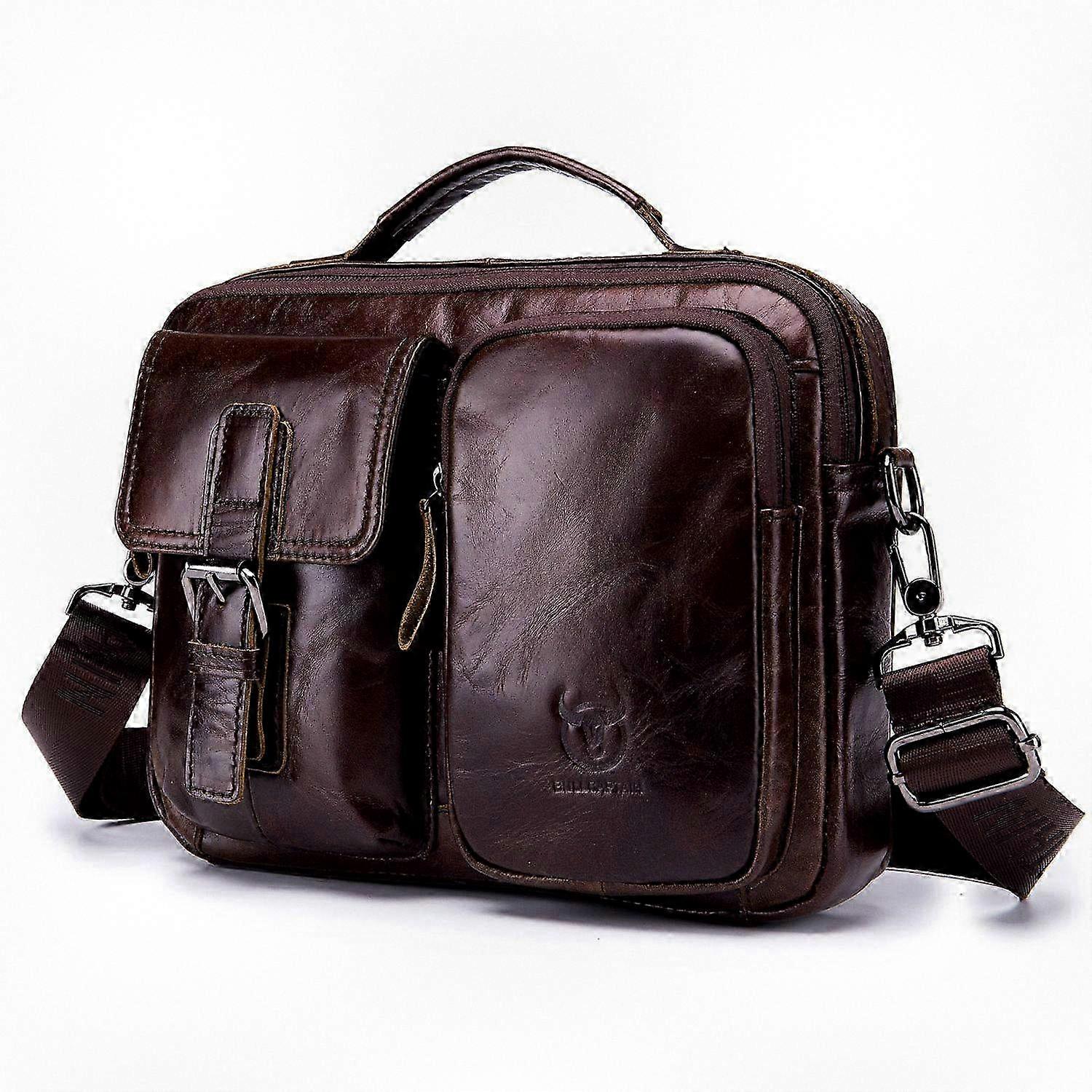 Retro Top Layer Cowhide Messenger Bag for Men, Single Shoulder Crossbody Bag in Coffee Color, Suitable for Various Brands