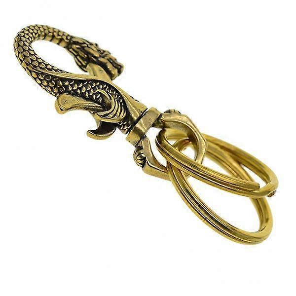 2X Brass Dragon Design Swivel Snap Hook Key Chain W/ Rings Clip Keyring