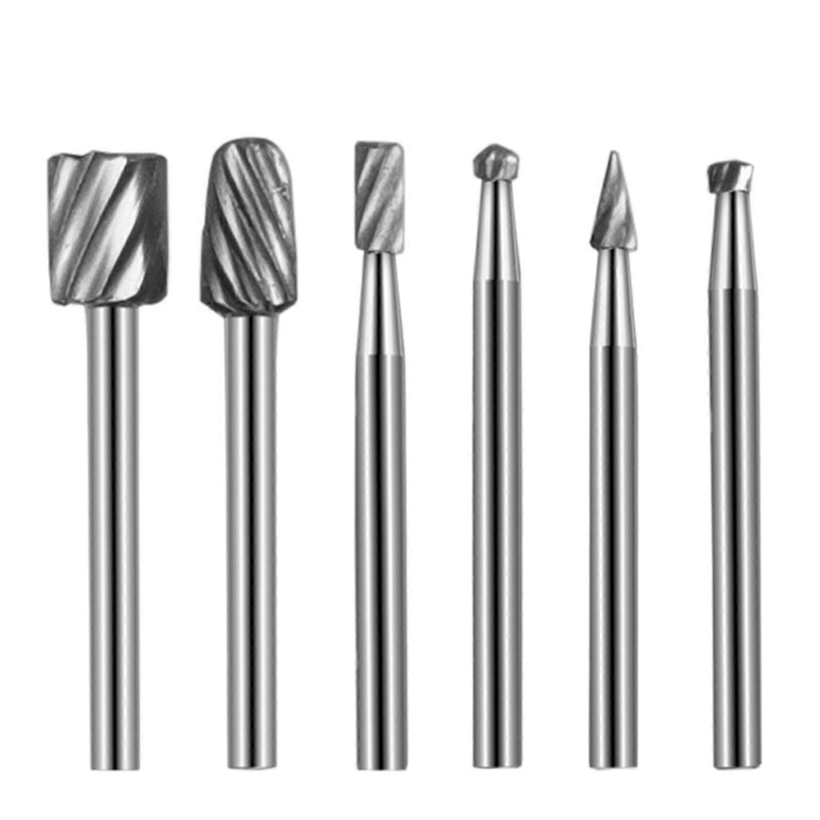 6Pcs Carbides Routers Bit Wood Cutter Milling Rotary Tool Set 3mm Shank Carpentry Routers Bit For Rotary Tool Multicolor