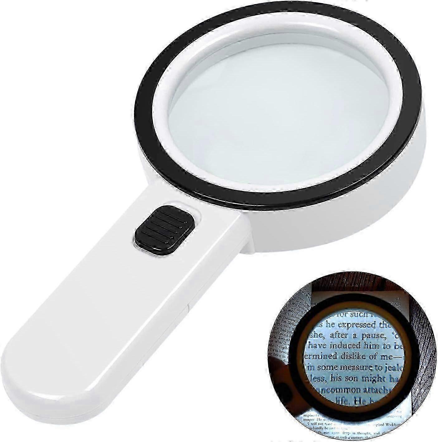Magnifying Glass With Light, 30x Handheld Large Magnifying Glass 12 Led Illuminated Lighted Magnifier -white