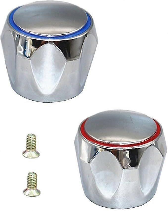 Set of 2 replacement buttons for sink faucet Chrome Blue and red