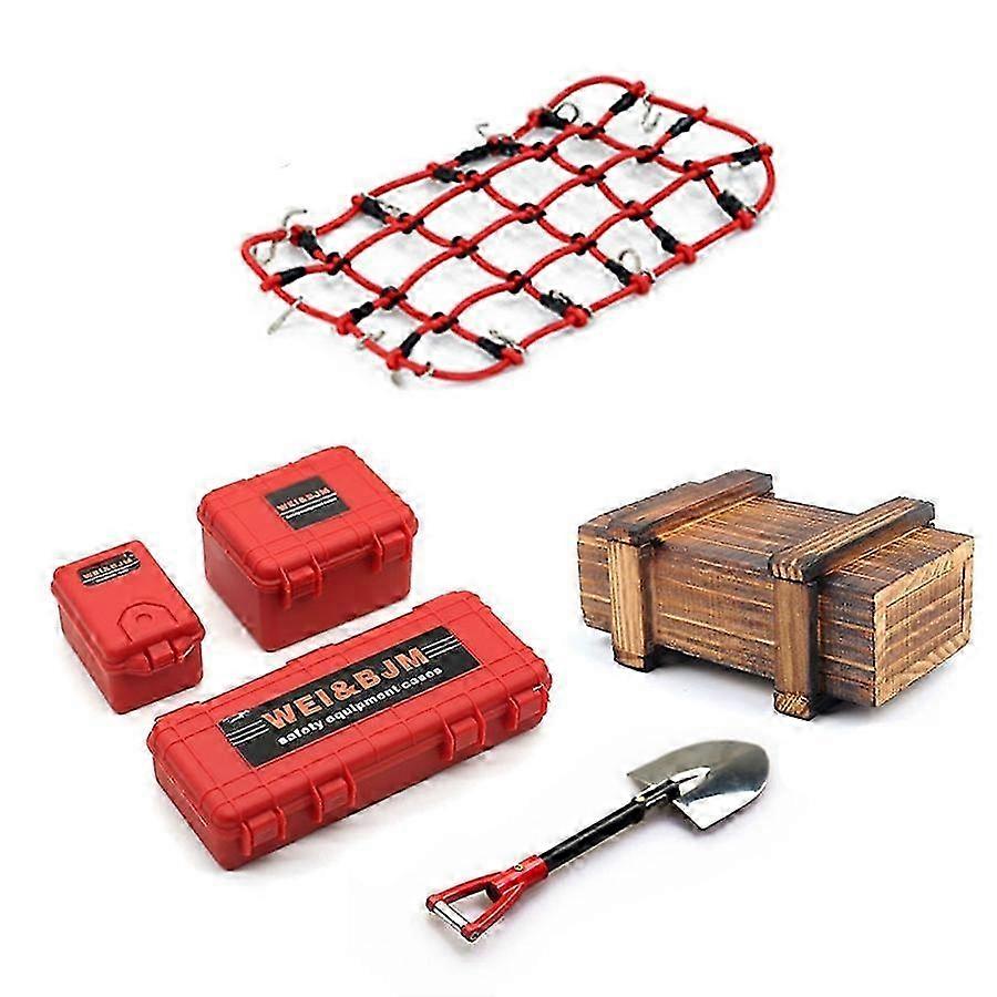 6PCS/Set Simulated Decoration Suitcase Luggage Net Shovel for TRX4 SCX10 90046 90047 Jimny VS4 RC C