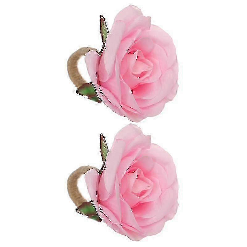 Set of 2 Decorative Flower Shaped Napkin Holders and Rings for Tableware Accessories