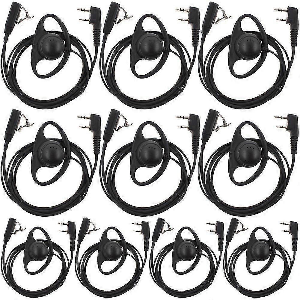 10 Pack D Shape Earpiece Headset PTT Compatible with Certain Brands Two Way Radio Walkie Talkie 2pin