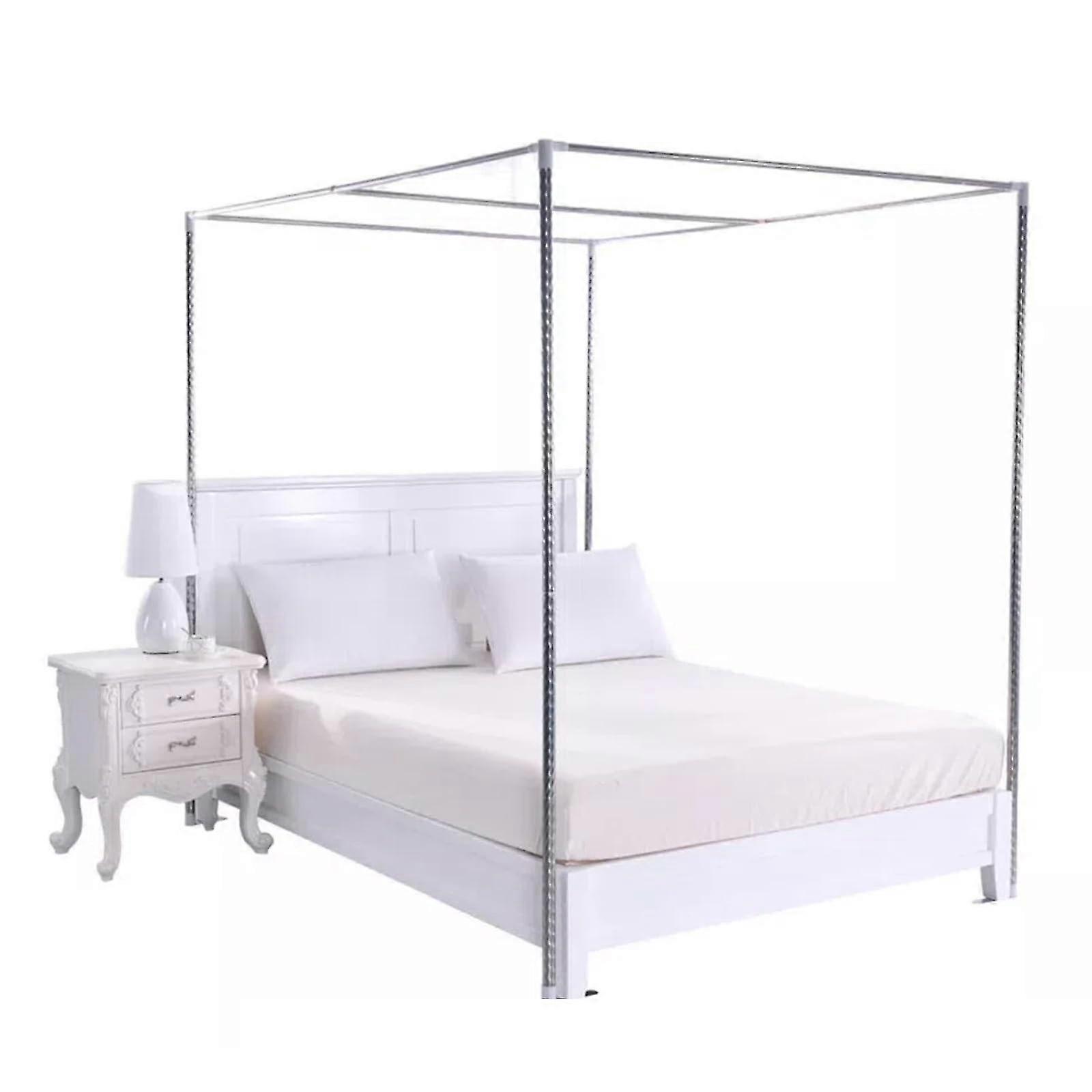 Bed Canopy Frame Post Bracket for 4Corner Design, Mosquito Netting Curtain Support with Threaded Ports and High Stability Features