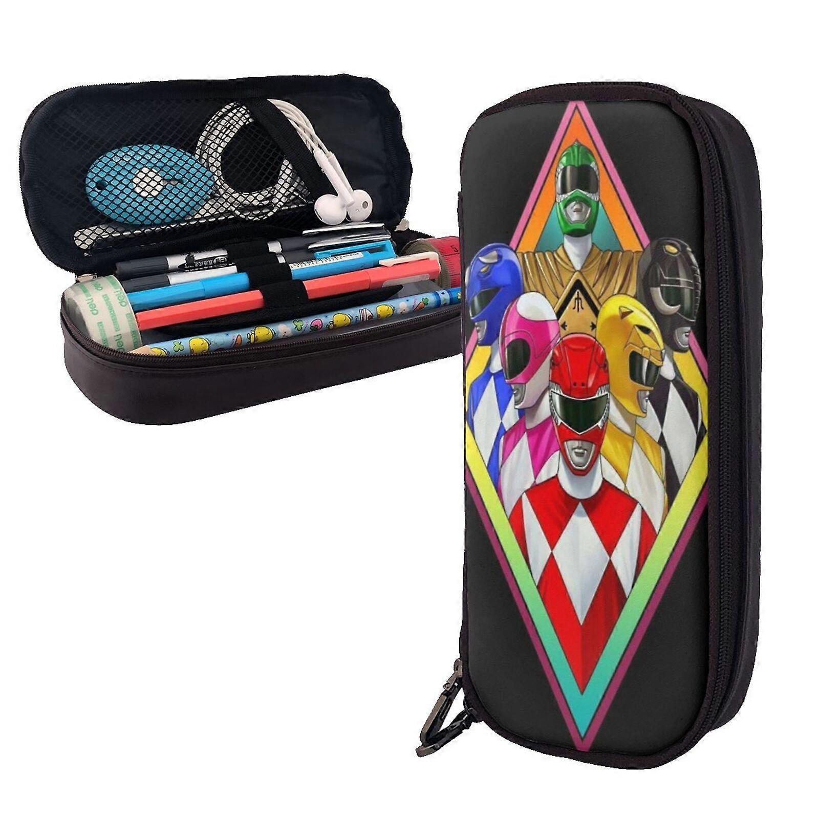s83 Power Rangers The Animated Series Pencil Case Spacious Synthetic Leather Holder for Multiple Stationery Items c83