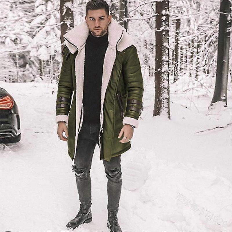 Winter Men's Fleece Coat In The Long Fashion Plush Warm Casual Faux Fur Commuter Coat