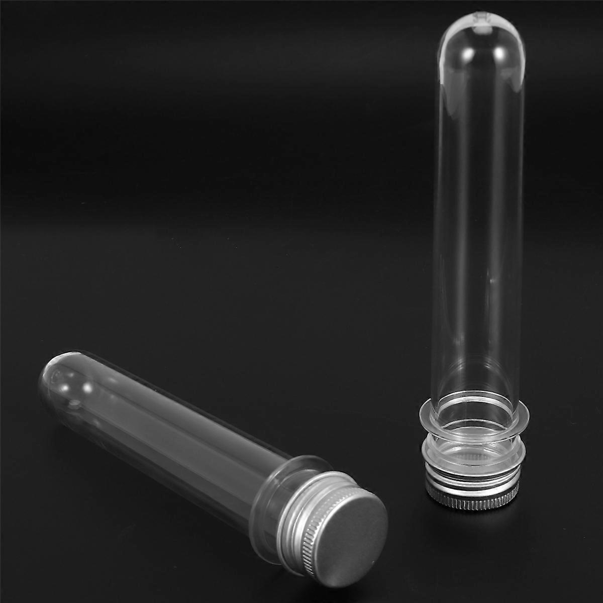 25Pcs 45ML Plastic Test Tubes Metal Screw Lid Round Bottom Wedding