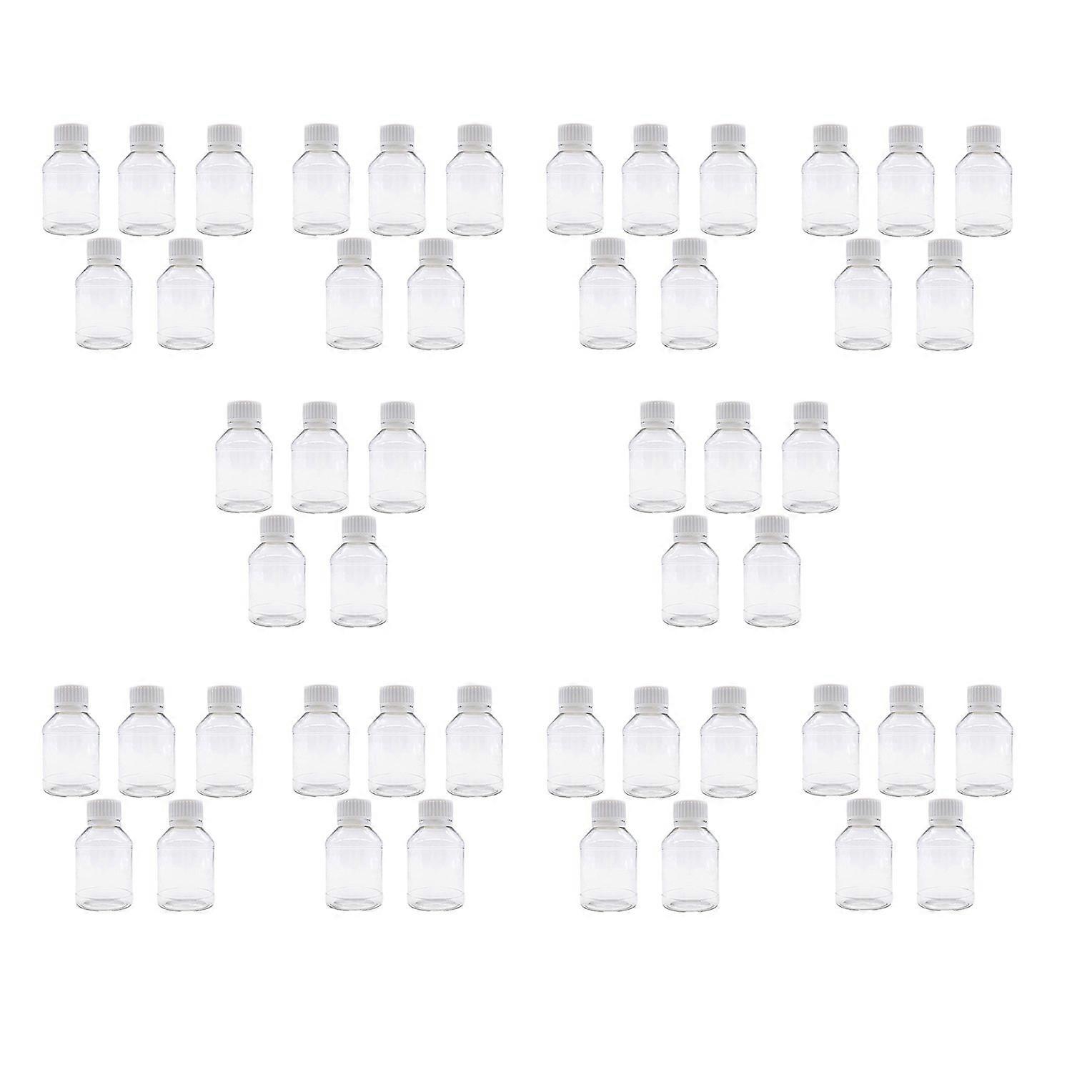 Pack of 50 Clear Empty PET Mini Storage Bottles Hard Plastic Turn Screw Cover Cap Round Filling Liquid Rhinestones Water Container