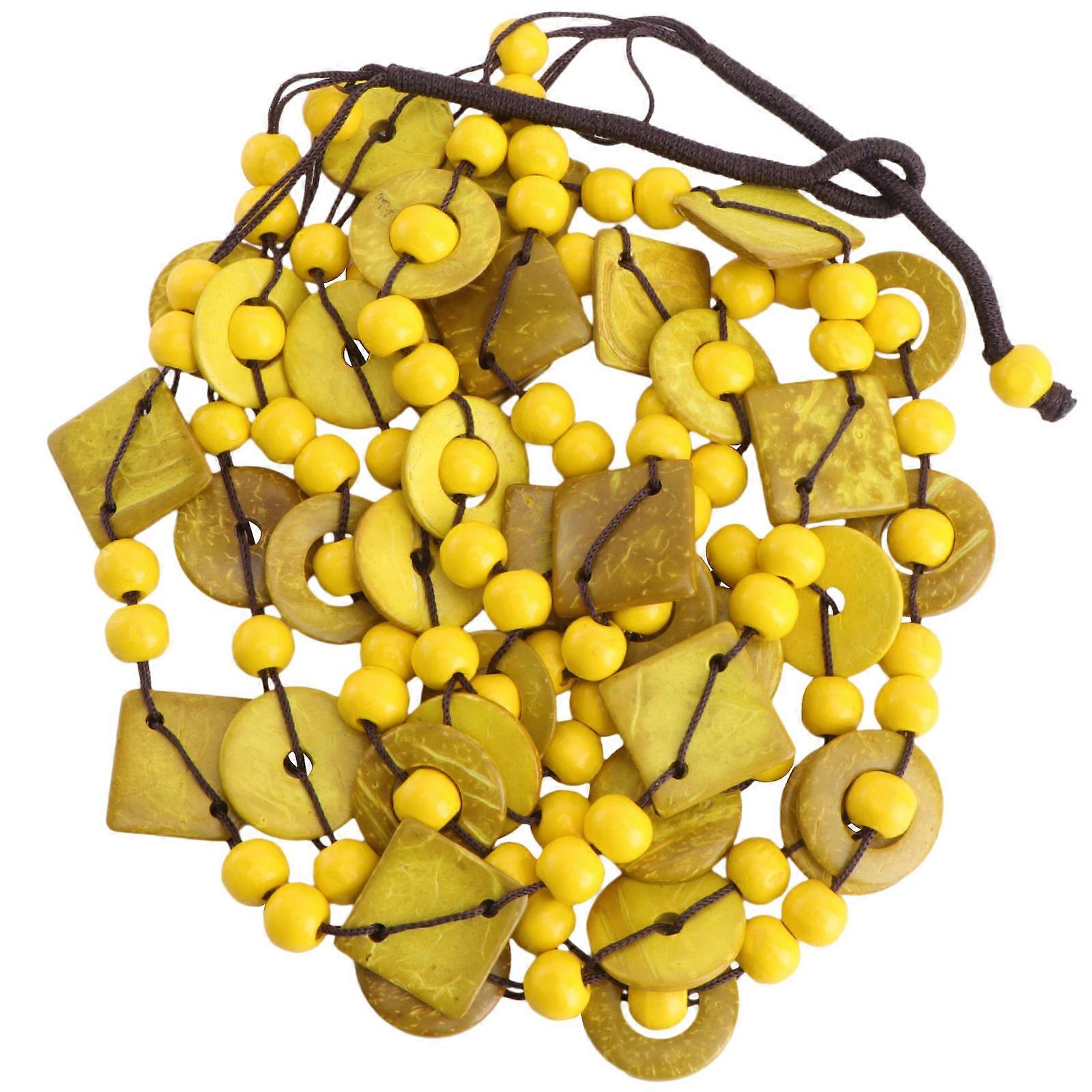 Ladies' Wooden Necklace, Crafted with Durable Beads and Coconut Shell Appeal