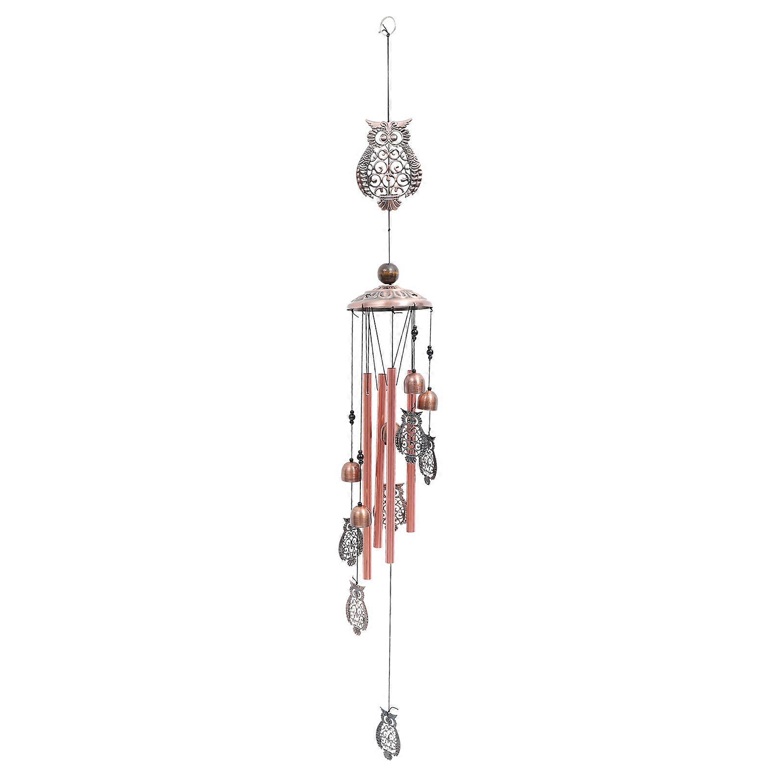 Retro Style Owl Shape Wind Bell Decor Mood Enhancement Garden Patio 85x11.2cm Iron 1Pack