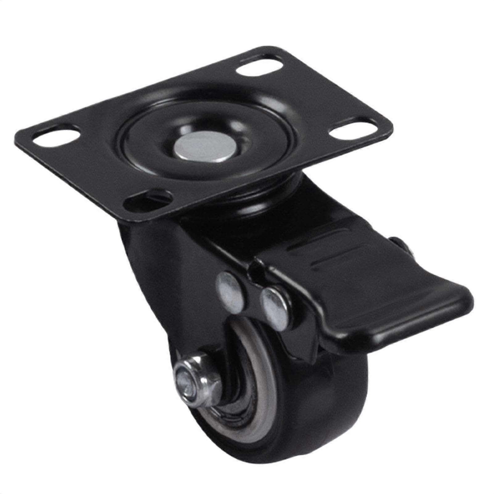 Locking Castors Plate Rollers 1.5 Inch Roller Brake - Heavy Duty Trolley Casters for Multidirectional Workbench Mobility