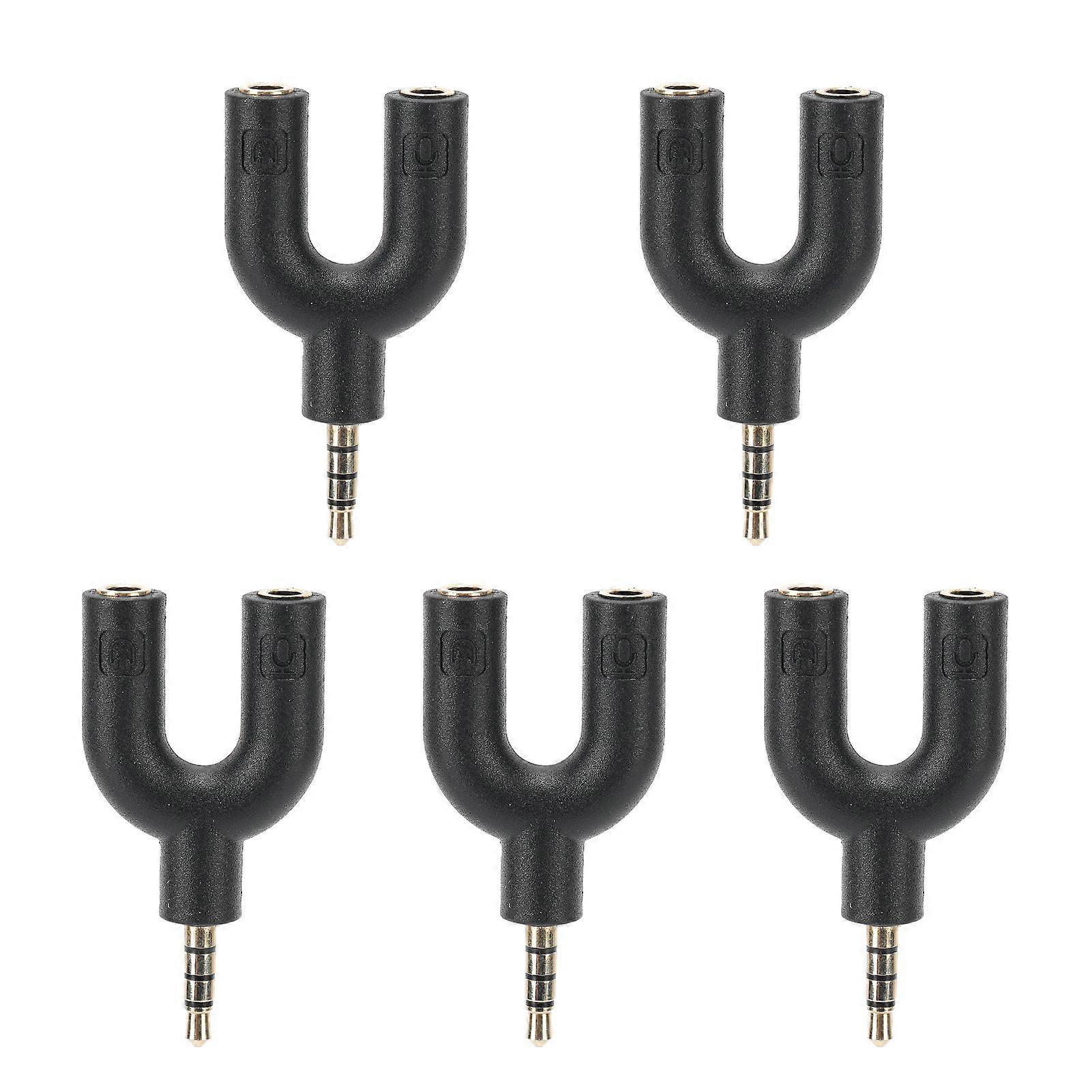 5Pcs U Type Adapter Headphone Microphone Splitter Audio Cable Distributor Rotary Plug Connector