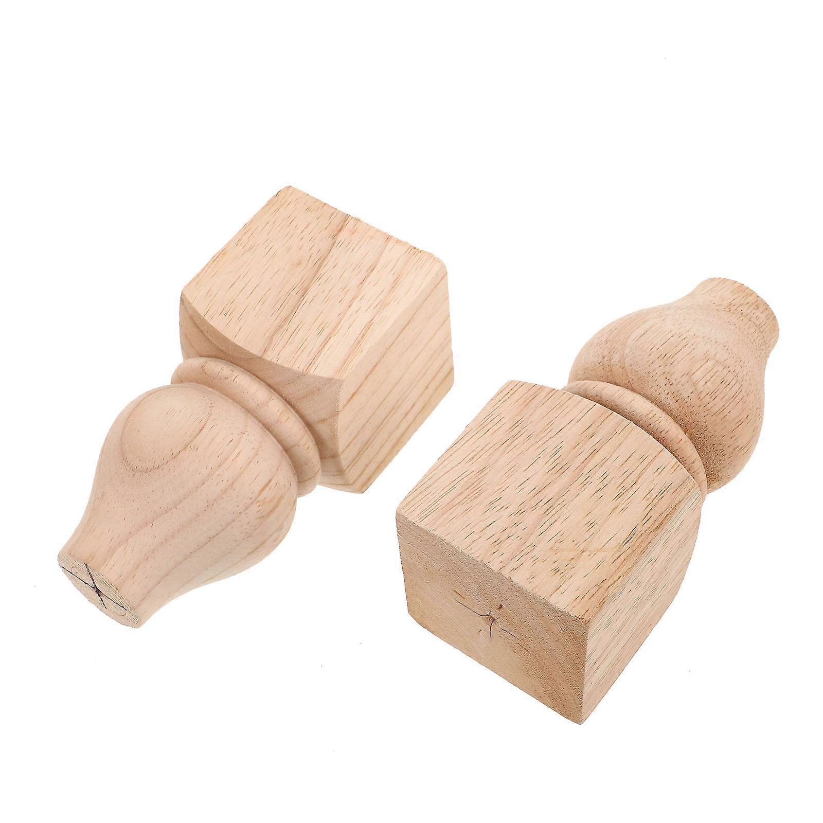 2pcs Unfinished Wooden Bun Furniture Legs for Sofa, Table & Replacement – Sturdy Support for Home Makeovers & Personalization