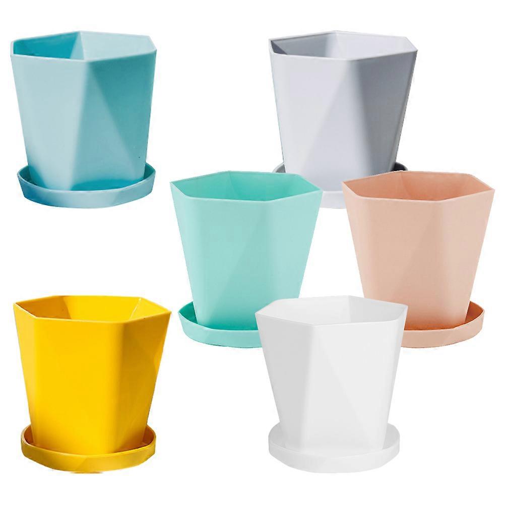 6 יחידות עציצים בסגנון נורדי, מיכלי צמחים עמידים עם מגש לסוקולנטים, עיצוב הבית, המשרד והגן