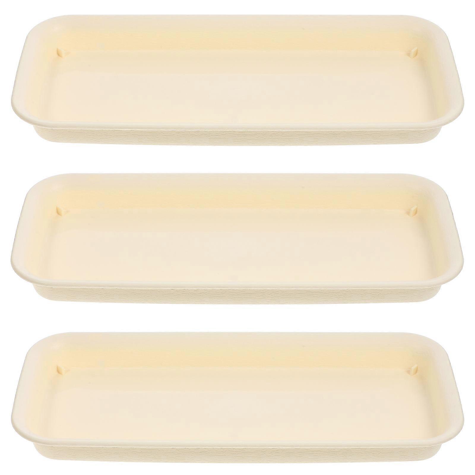 Flowerpot Tray Plant Tray for Planter Function 3Pcs Beige Rectangular Saucer