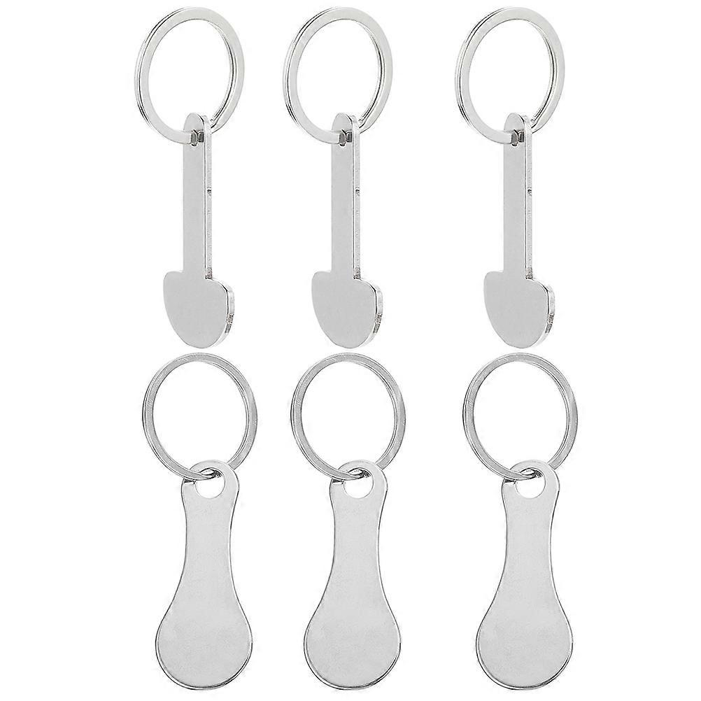 Shopping Trolley Token Keyring Set Portable Stainless Steel Keychains for Easy Carrying, 6pcs