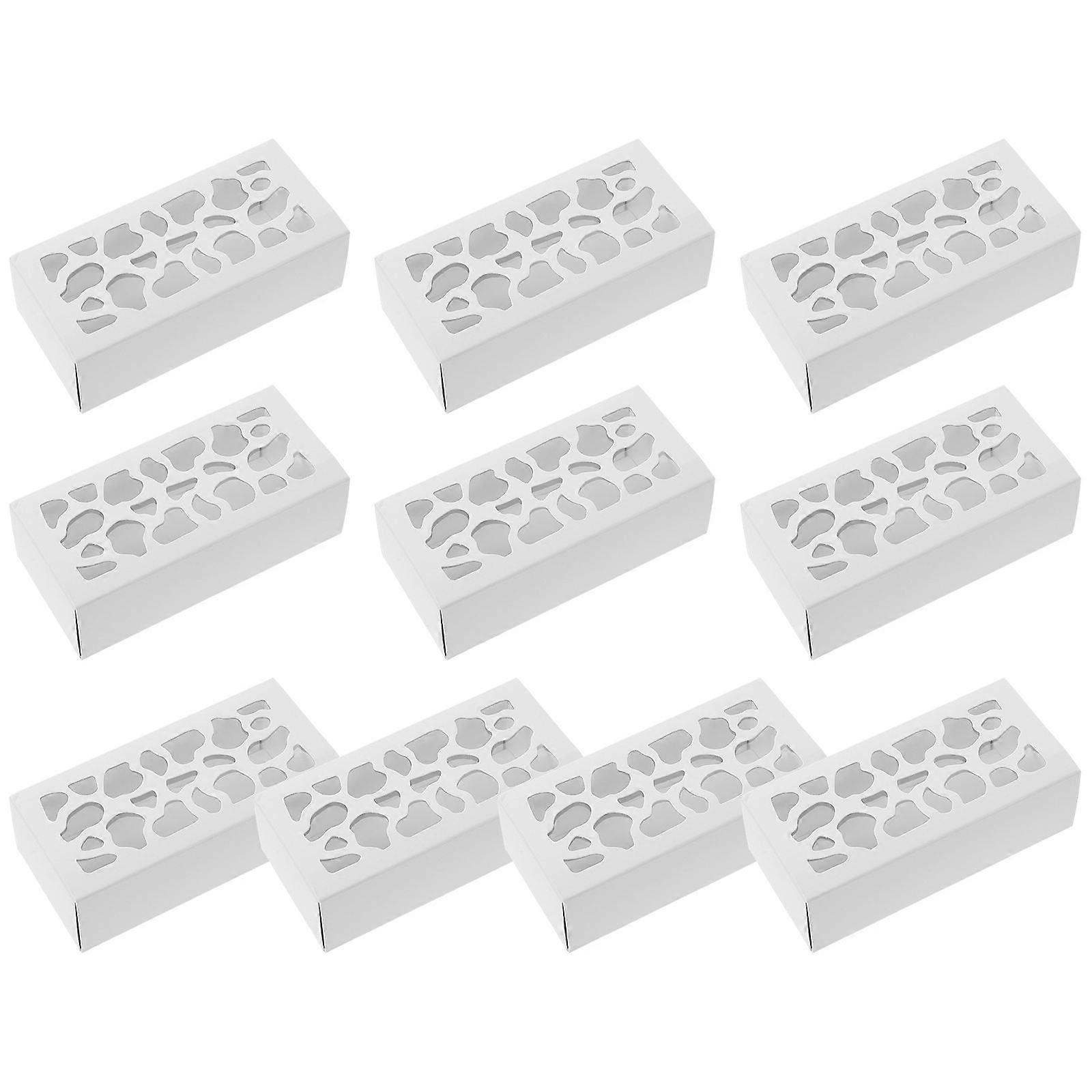 White Paper Macaron Boxes with Clear Window for Dessert Packaging and Storage 10 Pieces