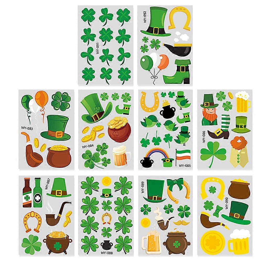 Glitter Shamrock Stickers Patrick S Day Body Stickers Assorted Color 11x7.5cm 10 Sheets
