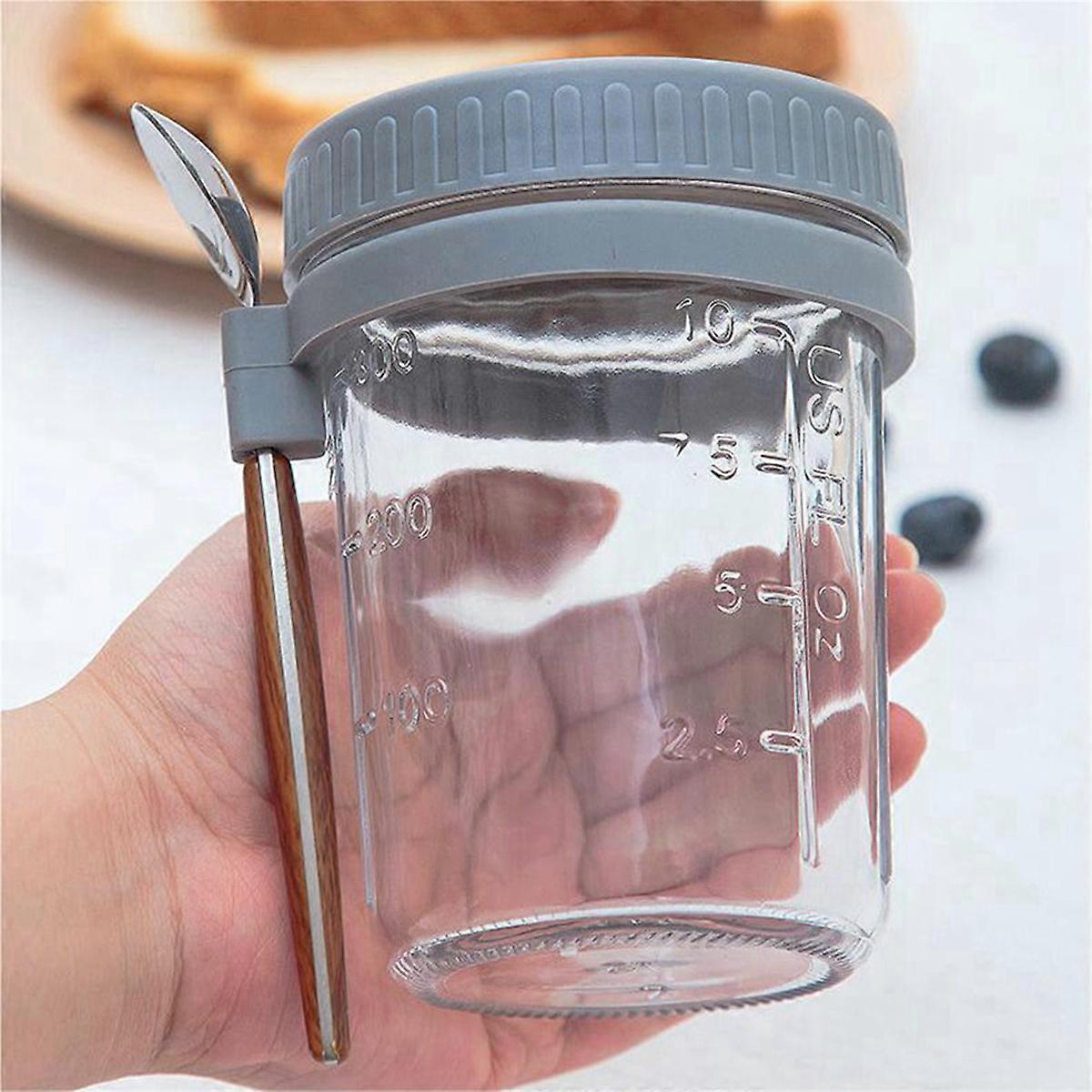8PCS Overnight Oats Containers with Spoons Airtight Oatmeal Overnight Oat Jars with Measurement Mark
