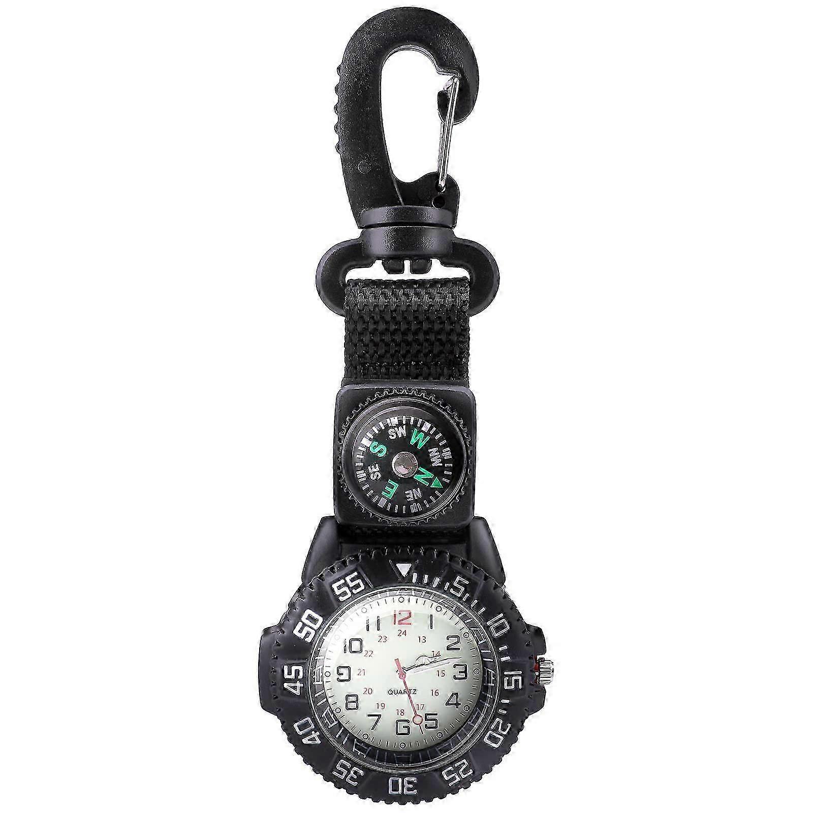 Clip-on Quartz Watch with Compass and Luminous Dial