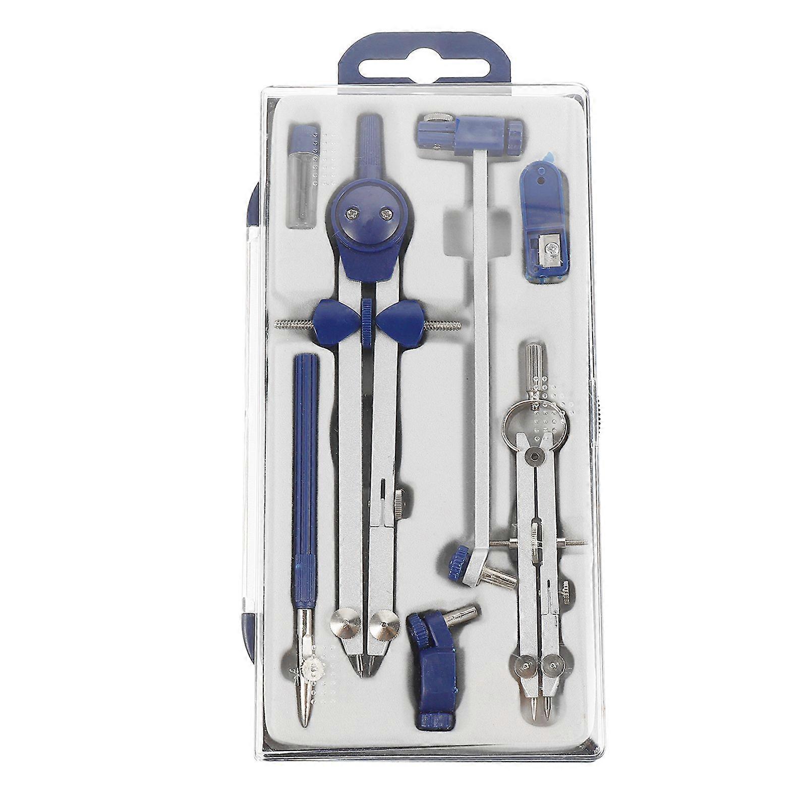1 Set 7pcs Multi-functional Drawing Compasses Practical Drawing Tools (Blue)