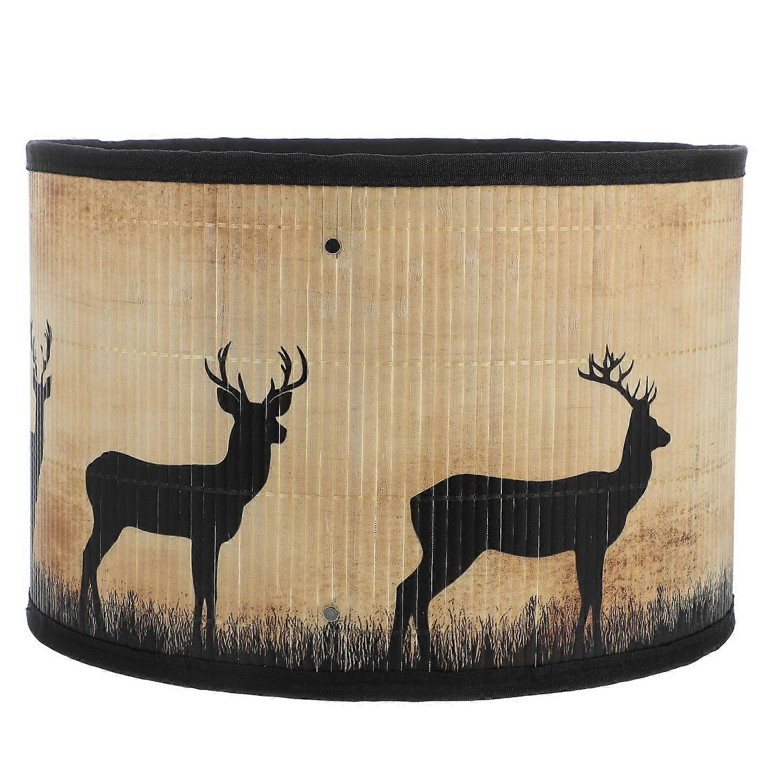 Lampshade Bamboo Deer Forest Outline Pattern Modern Round For E27 Lamp Holder Home Decor 30.00X30.00X20.00CM Diffused Lighting 1Pcs