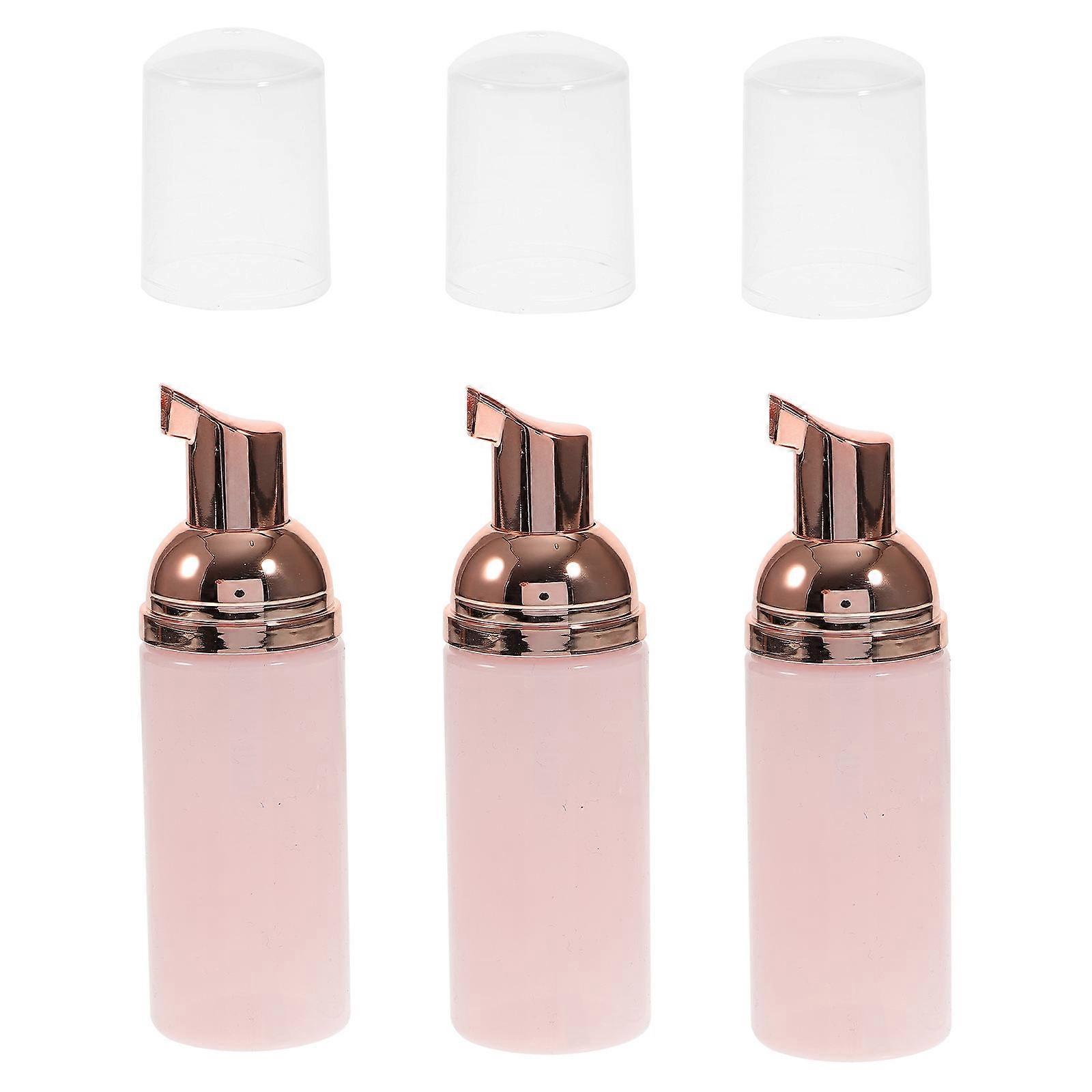 3pcs Travel Foaming Pump Bottles Refillable Soap Shampoo Containers with Rose Gold Pump Head for Easy Liquid Dispensing