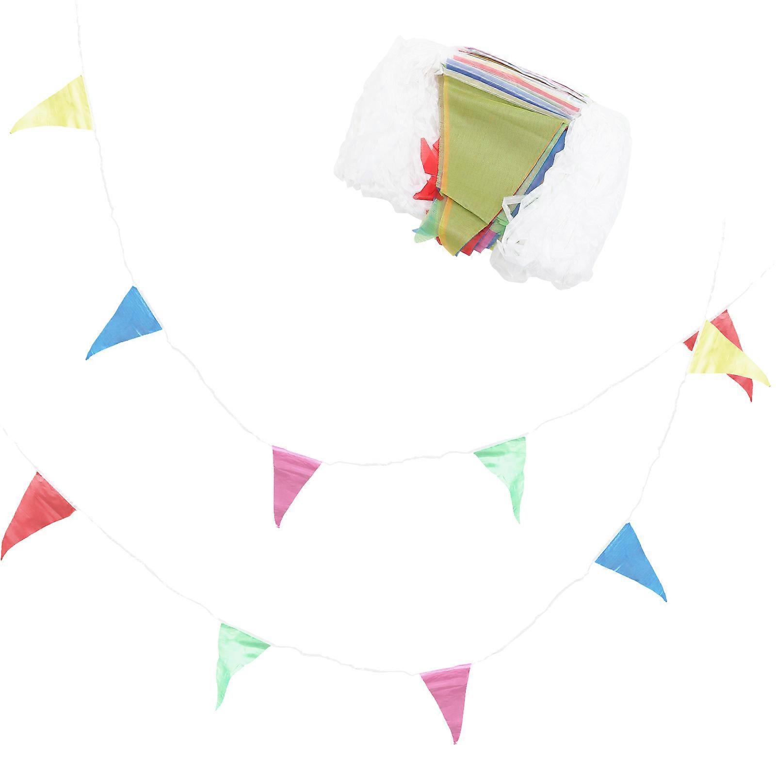 Flag Bunting For Wedding Multi-Color Bunting Banner Festive Decorative Hanging Banner 100m Polyester Wedding Decor Triangle Flag Banner 1Set