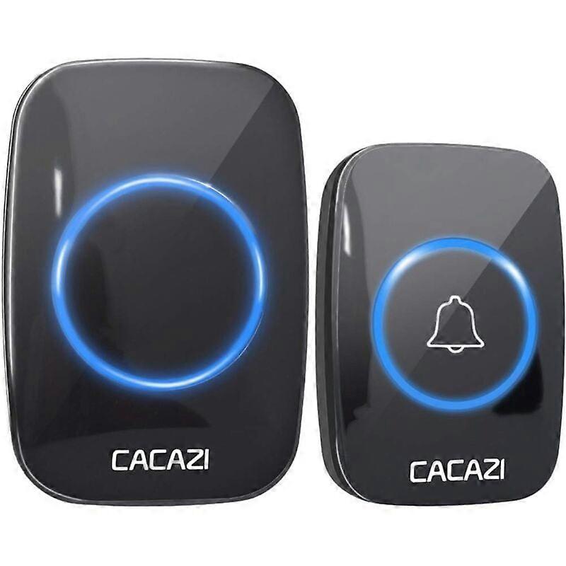 جرس باب لاسلكي CACAZI مقاوم للماء 300 متر 60 موسيقى ، 5 مستويات صوت ، جرس باب ذكي 110 فولت -220 فولت