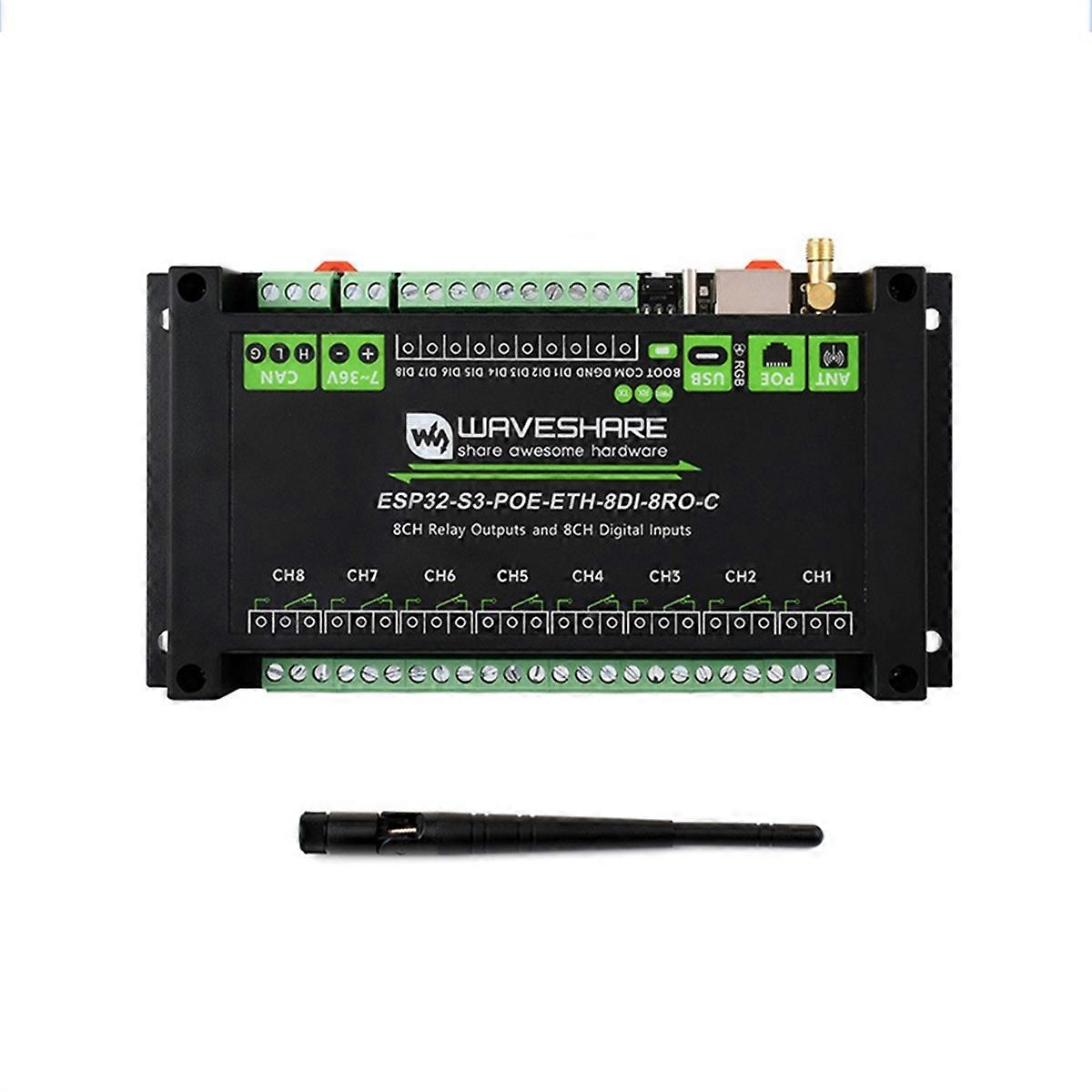 ESP32-S3 Industrielles 8CH Wi-Fi-Netzwerkrelais ETH-8DI-8RO-C Unterstützt RS485 Bluetooth oder Wi-Fi Remote C