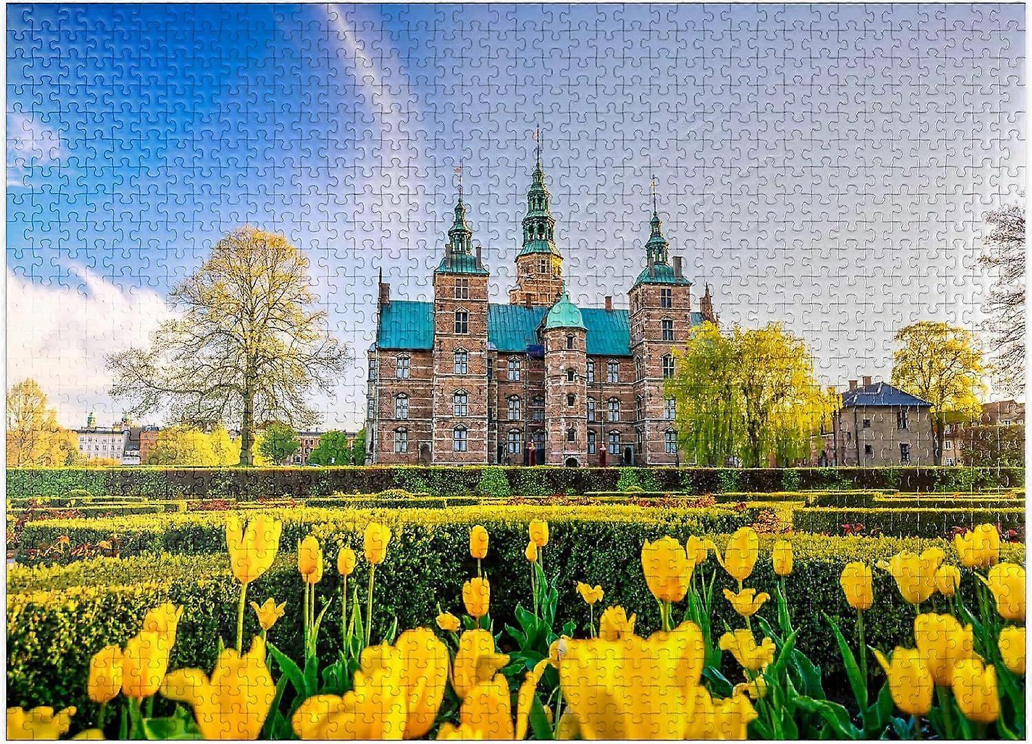 حدائق قلعة روزنبورغ في كوبنهاغن ، الدنمارك - أحجية بانوراما فاخرة 1000 قطعة للبالغين على الطراز 619