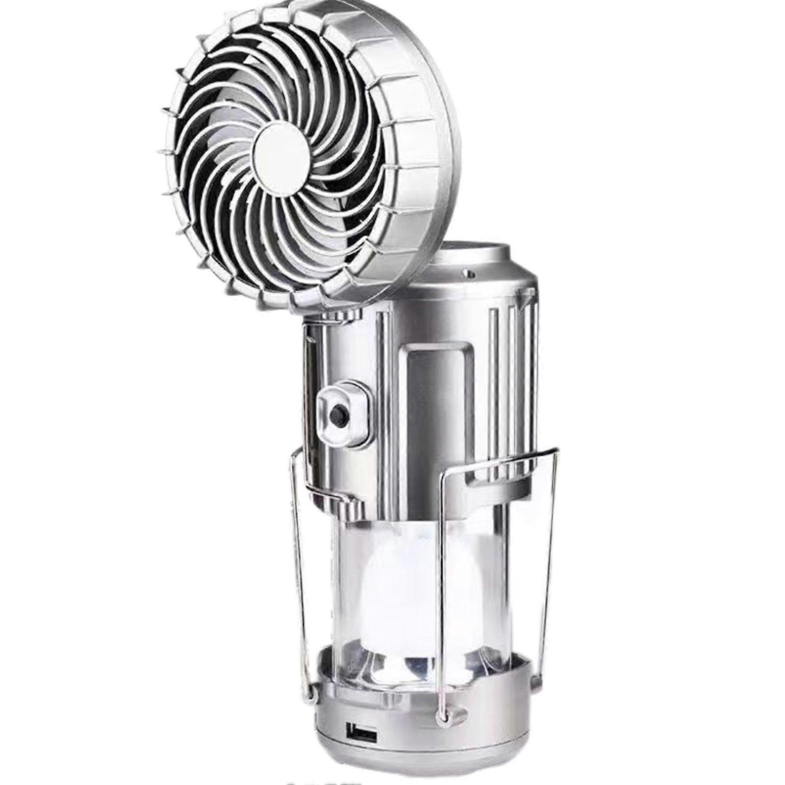 Solar-Powered Camping Fan with LED Light, Foldable Portable Lantern, Emergency Phone Charger for Outdoor Activities and Power Outages
