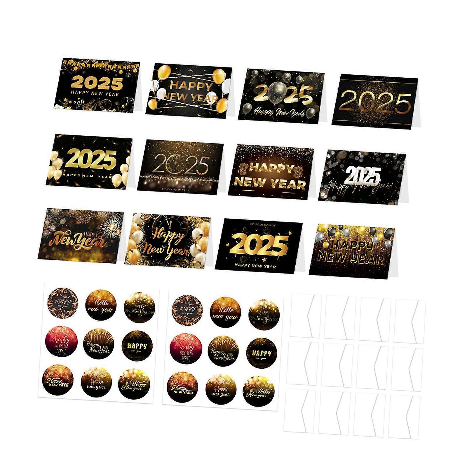 2025 Greeting Card Set with Envelopes for Party Wedding and New Year, Elegant Style A, High-Quality Paper, 20 Cards