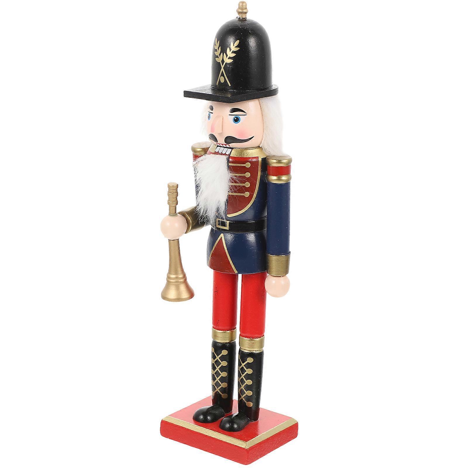 Nutcracker Table Decor Wood Nutcracker Christmas Ornament Home Decoration Dark Blue 9x6.5x3cm Mouth Opening/Closing Feature 1Set