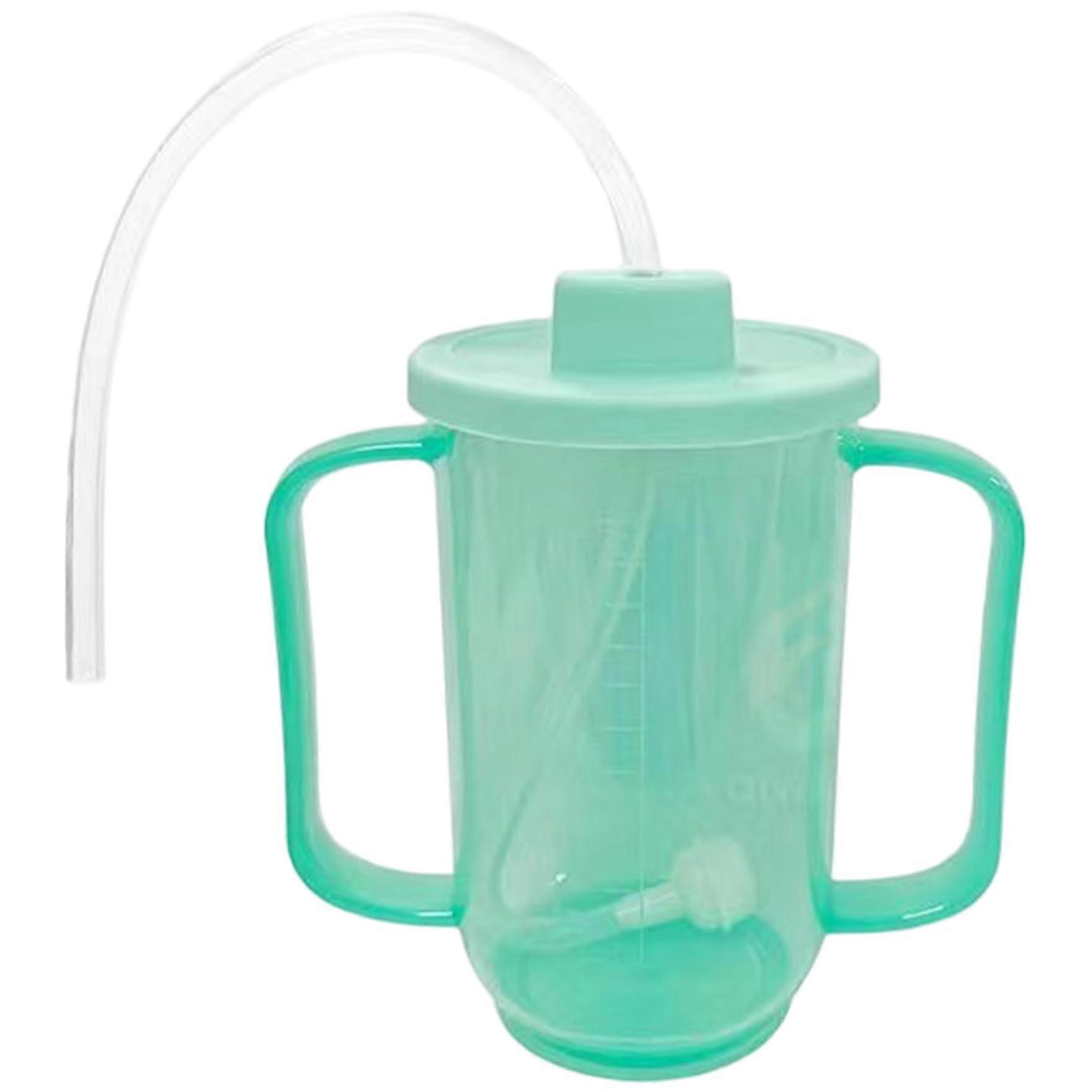 Adult Sippy Cup with Long Straw, 350ml Spill Proof Design, Double Handle for Seniors and Disabled Patients