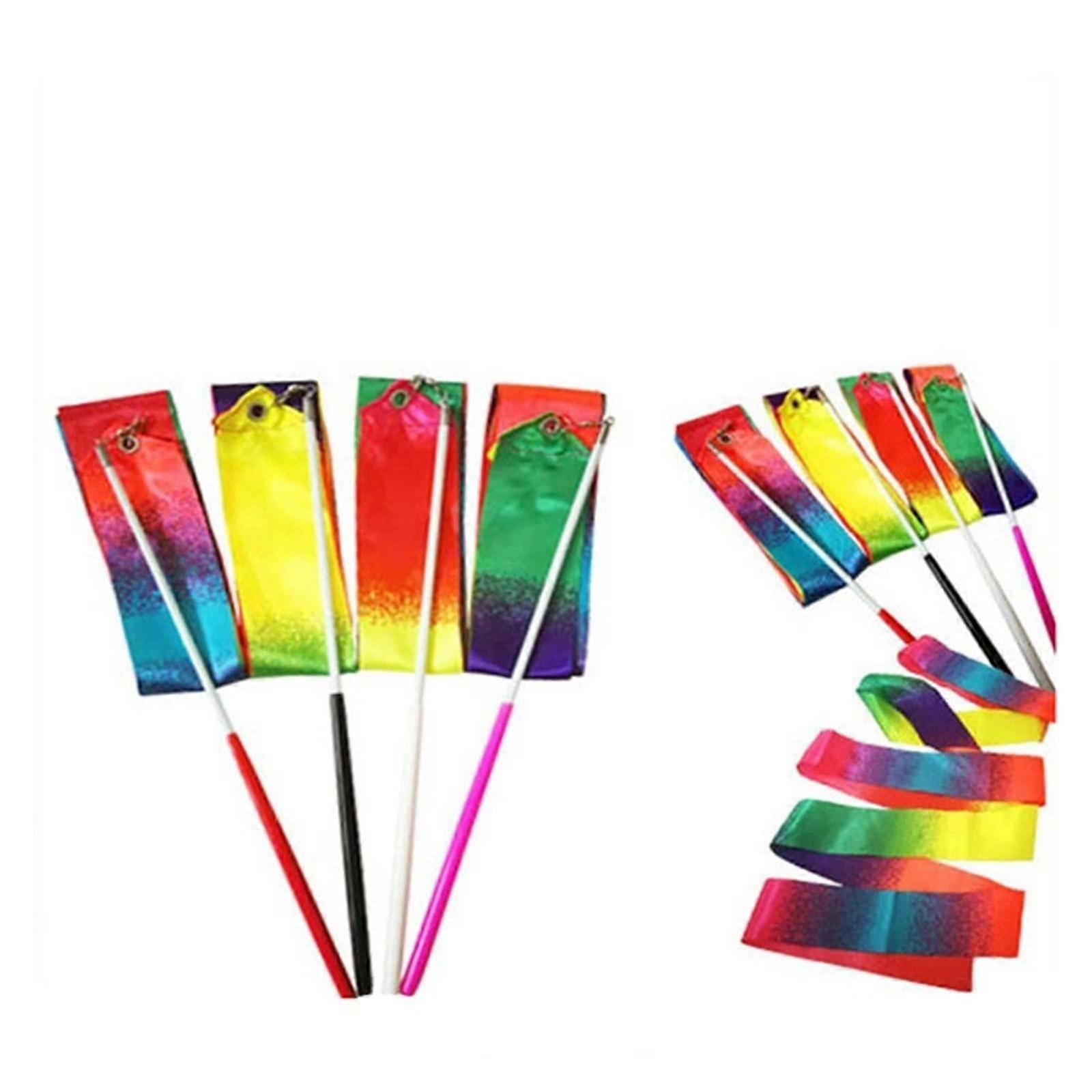 Gymnastics Ribbon 2 Meter with 29 cm Stick for Dance Competitions, Sport Training, Black Color
