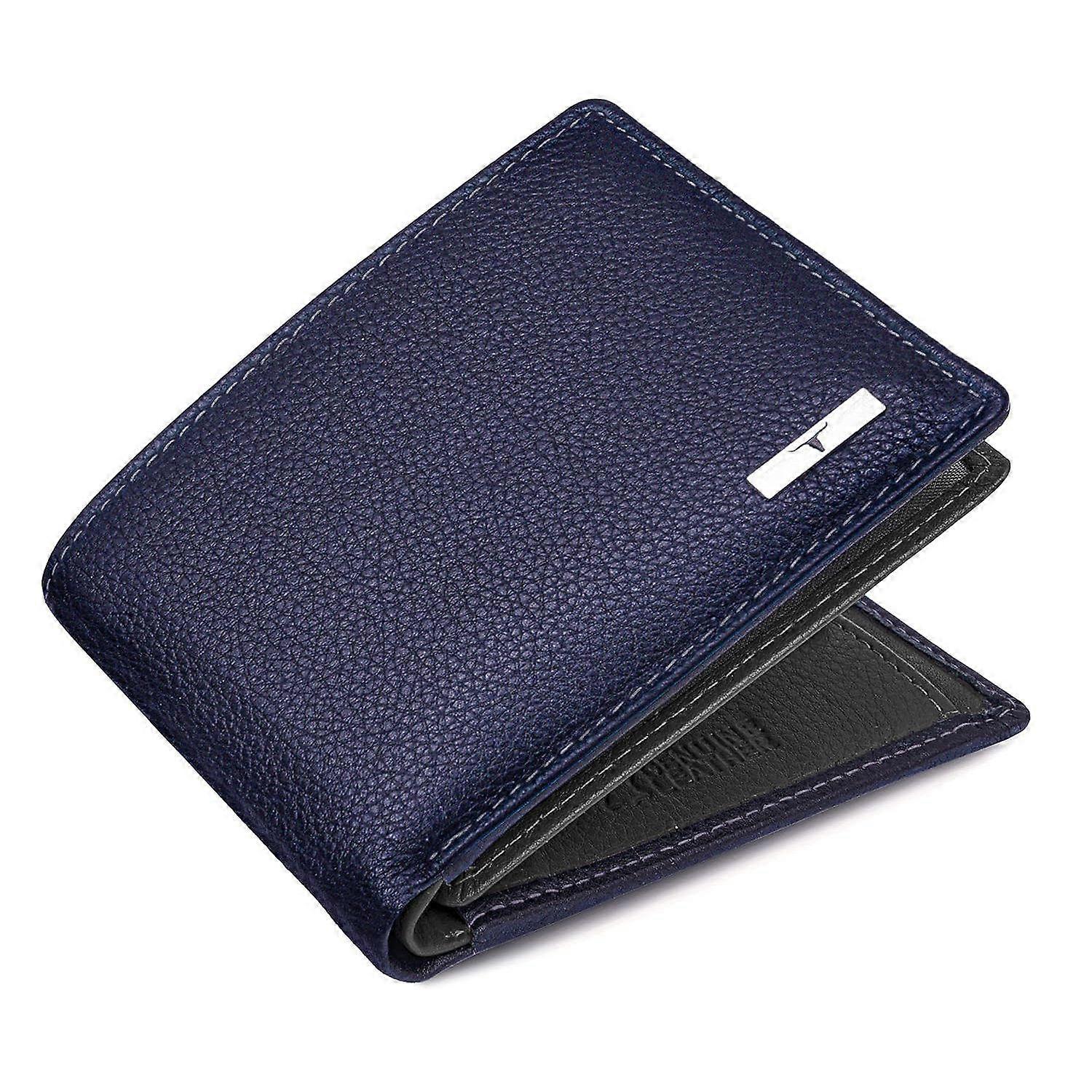 Kyle Blue Grey Leather Wallet for Men