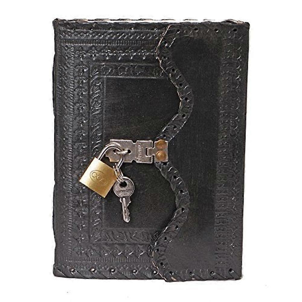 Diário de couro com bloco de notas de bloqueio livro de escrita com fechadura e chave feita à mão