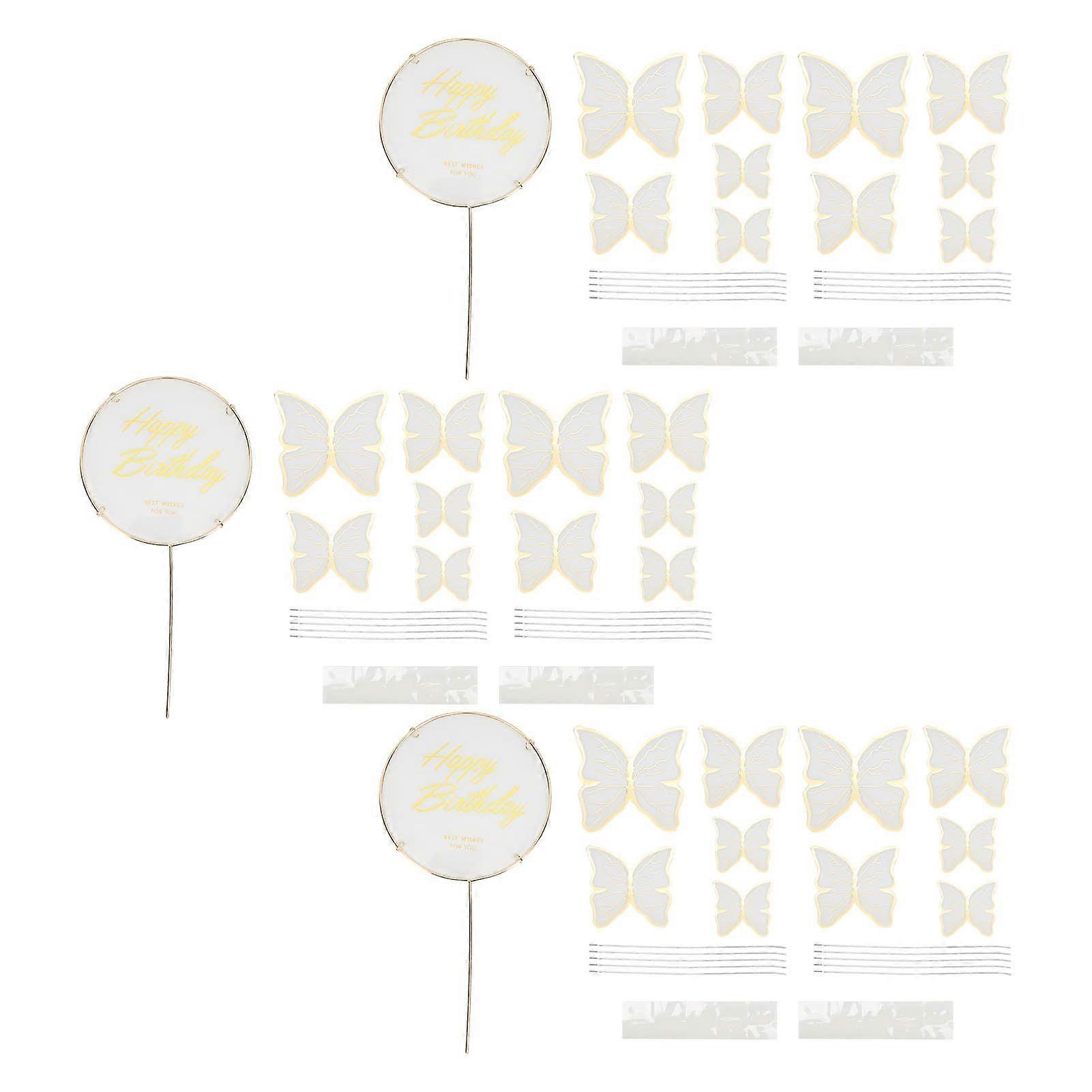 2025 Latest Model 3 Sets Butterfly Cake Insert 3D Color Butterfly Cake Insert